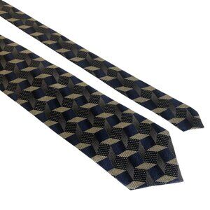 Garington Collection Silk Tie Blue Black Geometric Mens Necktie Office Formal